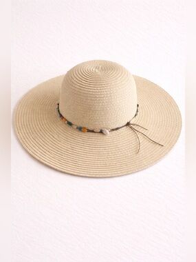 Broner Straw Sun Hat Wide Brim Boho Beaded Band Adjustable Summer Beach
